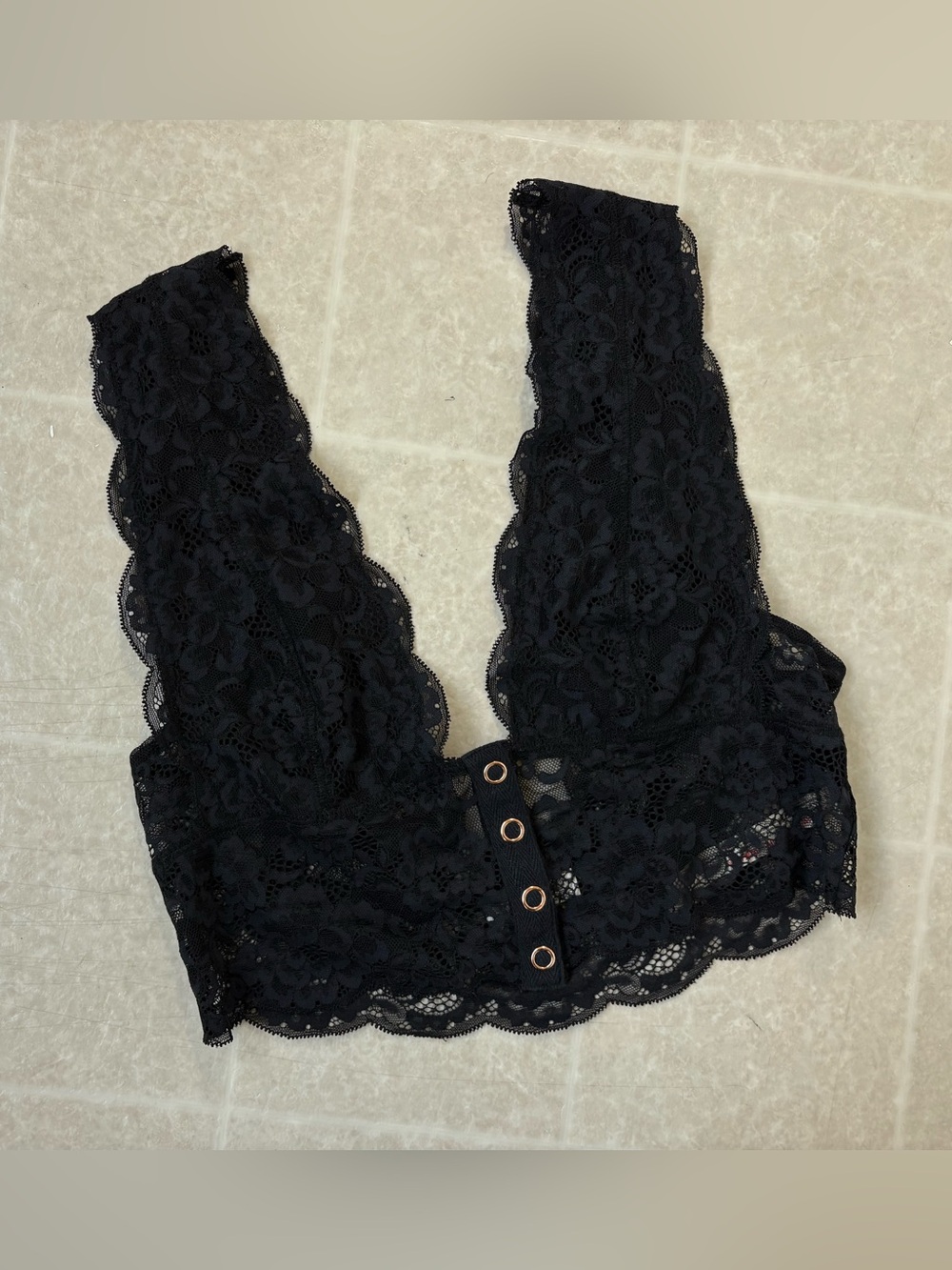Free People Black Lace Lined Bralette Tank Top Autumn Fall Outfit